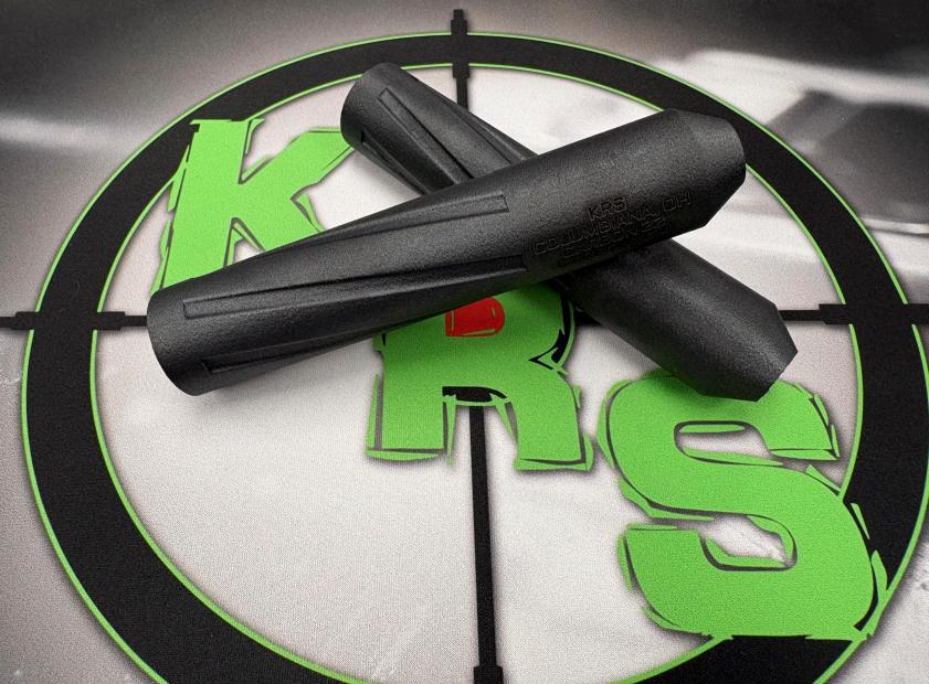 KRS Carbon 22 suppressors positioned over a KRS Guns logo.
